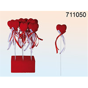 SPILLA IN PLAST. CUORE ROSSO RIV. IN VELLUTO E NASTRO ROSS/BIANCO 4.5CM