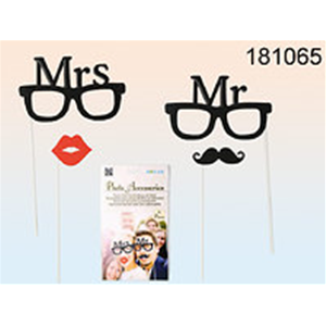 ACCESSORI PARTY SU BASTONCINO MR & MRS SET 4