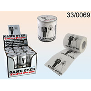 CARTA IGIENICA GAME OVER IN BARATTOLO DI PLASTICA 