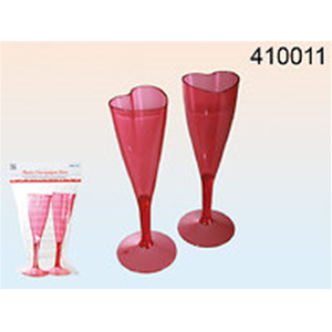 CALICE DA SPUMANTE ROSSO IN PLAST. A FORMA DI CUORE 20X6CM 