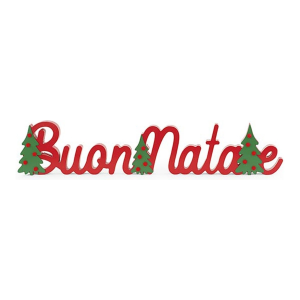 SCRITTA BUON NATALE ROSSA/PINI