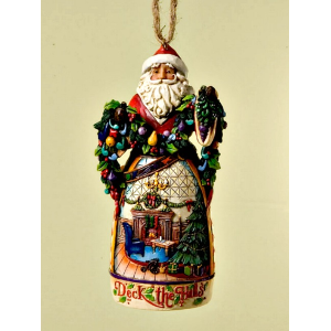 DECK THE HALLS SANTA HANGING ORNAMENT