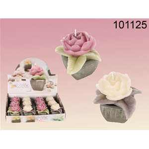 CANDELA ROSA IN VASO DI CERAMICA 8,5X9 CM 