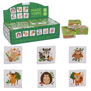 ASCIUGAMANO DI COTONE MAGICO,ANIMALI DELLA FORESTA 30X30CM