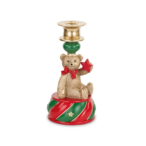 PORTACANDELA ORSETTO FIOCCO ROSSO