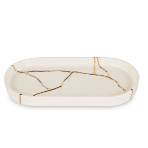 VASSOIO OVALE KINTSUGI BIANCO 260X130 MM