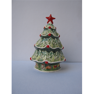 ALBERO PORTACENDELE CER. DEC. BACCHE H 18CM