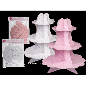 ALZATINA PER CUPCAKE 3 PIANI 33X28CM 2 ASS.