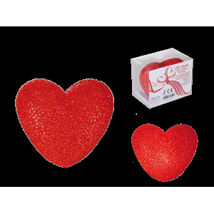 CUORE ROSSO IN PLASTICA CON LED CAMBIACOLORE, PILE INCL. 12X8CM 
