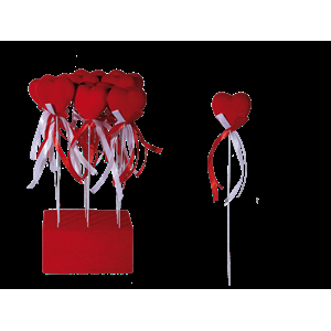 SPILLA IN PLASTICA, CUORE ROSSO RIVESTITO IN VELLUTO 4.5X23 CM 