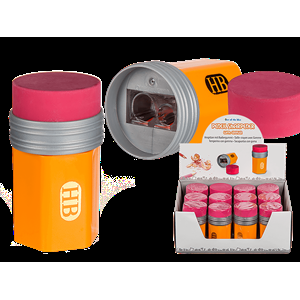 TEMPERINO IN PLASTICA CON GOMMA MATITA 6.5 CM 