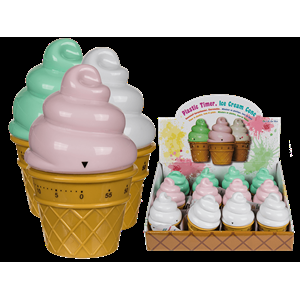 TIMER IN PLASTICA CONO DI GELATO 10X6CM 3 COL ASS.