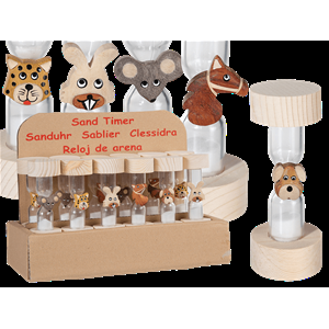 CLESSIDRA IN LEGNO NATURALE ANIMALS 9 CM 5 ASS.