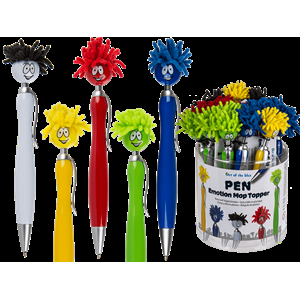 PENNA A SFERA IN PASTICA, EMOTION MOP TOPPER 5 COL ASS