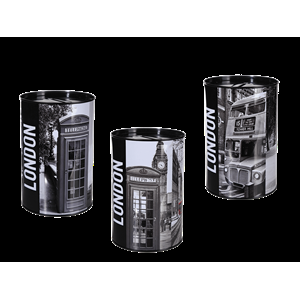 SALVADANAIO IN METALLO LONDON 15X10 CM 3 ASS.