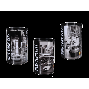 SALVADANAIO IN METALLO NEW YORK 15X10CM 3ASS.