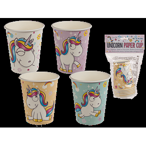 BICCHIERE DI CARTA UNICORNO 250 ML 4ASS. PZ. 6 