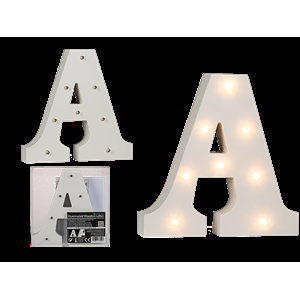 LETTERA DI LEGNO ILLUMINATA A  C/ 8 LED 16 CM 