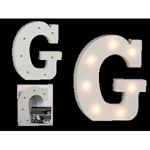 LETTERA DI LEGNO ILLUMINATA G C/ 7 LED 16 CM 