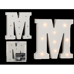 LETTERA DI LEGNO ILLUMINATA M C/ 9 LED 16 CM 