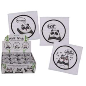 ASCIUGAMANO MAGICO IN COTONE PANDA 30X30 CM 3 ASS.