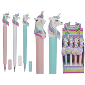 PENNA A SFERA IN PLAST. UNICORNO 16 CM 3 COL.
