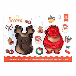 SET 2 TAGLIAPASTA IN PLASTICA BABBO NATALE E RENNA 